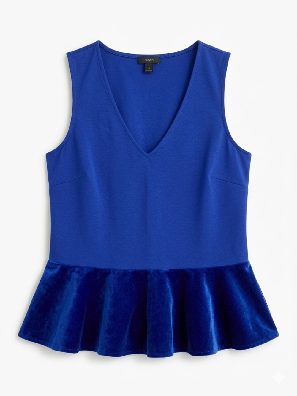 J. Crew Women’s Royal Blue Peplum Tank with Velvet Trim Size Small